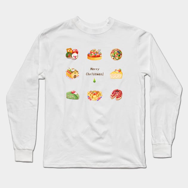 Christmas Strawberry Desserts❤️ Long Sleeve T-Shirt by Rose Chiu Food Illustration